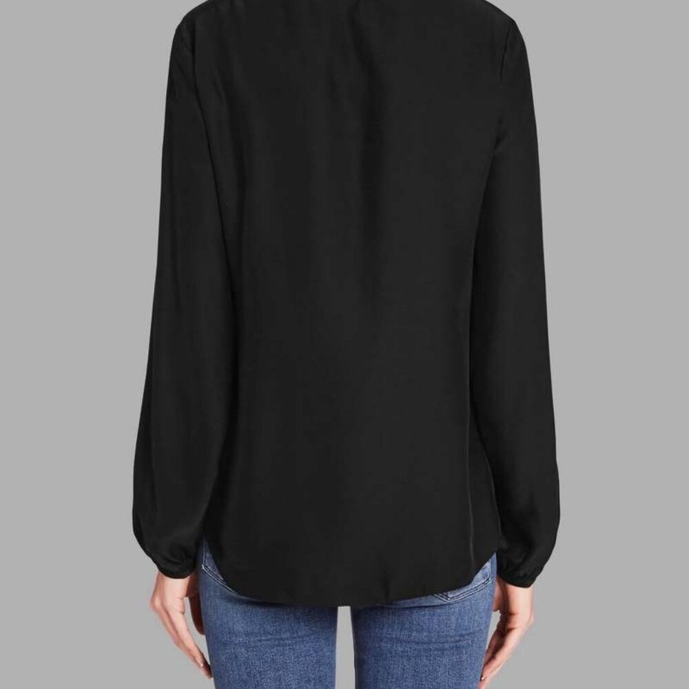 Frame Silk Women's Black Lace-Up Blouse - Picture 2 of 8